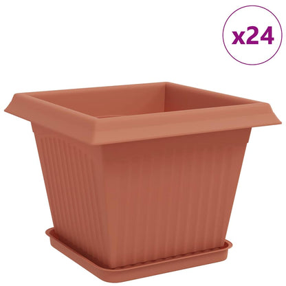 Plant Pots 24 pcs Brick Red 28.5 x 28.5 x 22 cm Plastic