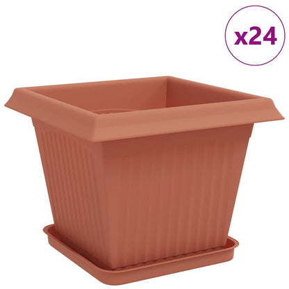 Plant Pots 24 pcs Brick Red 33 x 33 x 26 cm Plastic