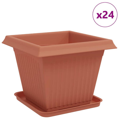 Plant Pots 24 pcs Brick Red 38 x 38 x 30 cm Plastic