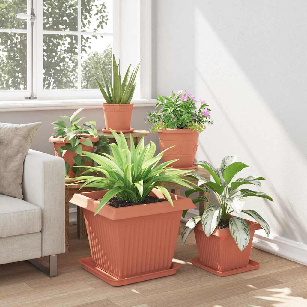 Plant Pots 24 pcs Brick Red 43 x 43 x 33.5 cm Plastic