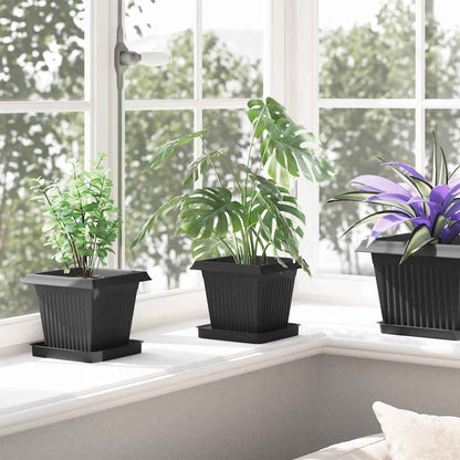 Plant Pots 24 pcs Black 16 x 16 x 14 cm Plastic