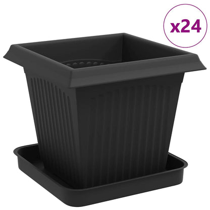 Plant Pots 24 pcs Black 16 x 16 x 14 cm Plastic