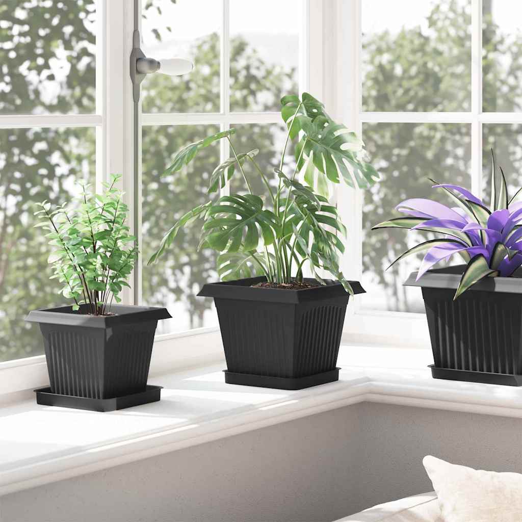 Plant Pots 24 pcs Black 20 x 20 x 16 cm Plastic