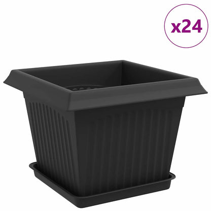 Plant Pots 24 pcs Black 23 x 23 x 17.5 cm Plastic
