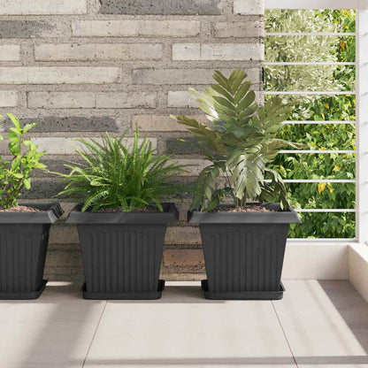 Plant Pots 24 pcs Black 28.5 x 28.5 x 22 cm Plastic