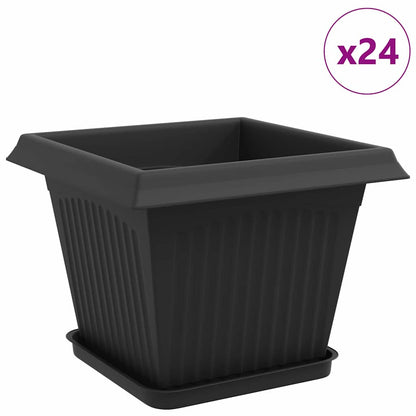 Plant Pots 24 pcs Black 28.5 x 28.5 x 22 cm Plastic