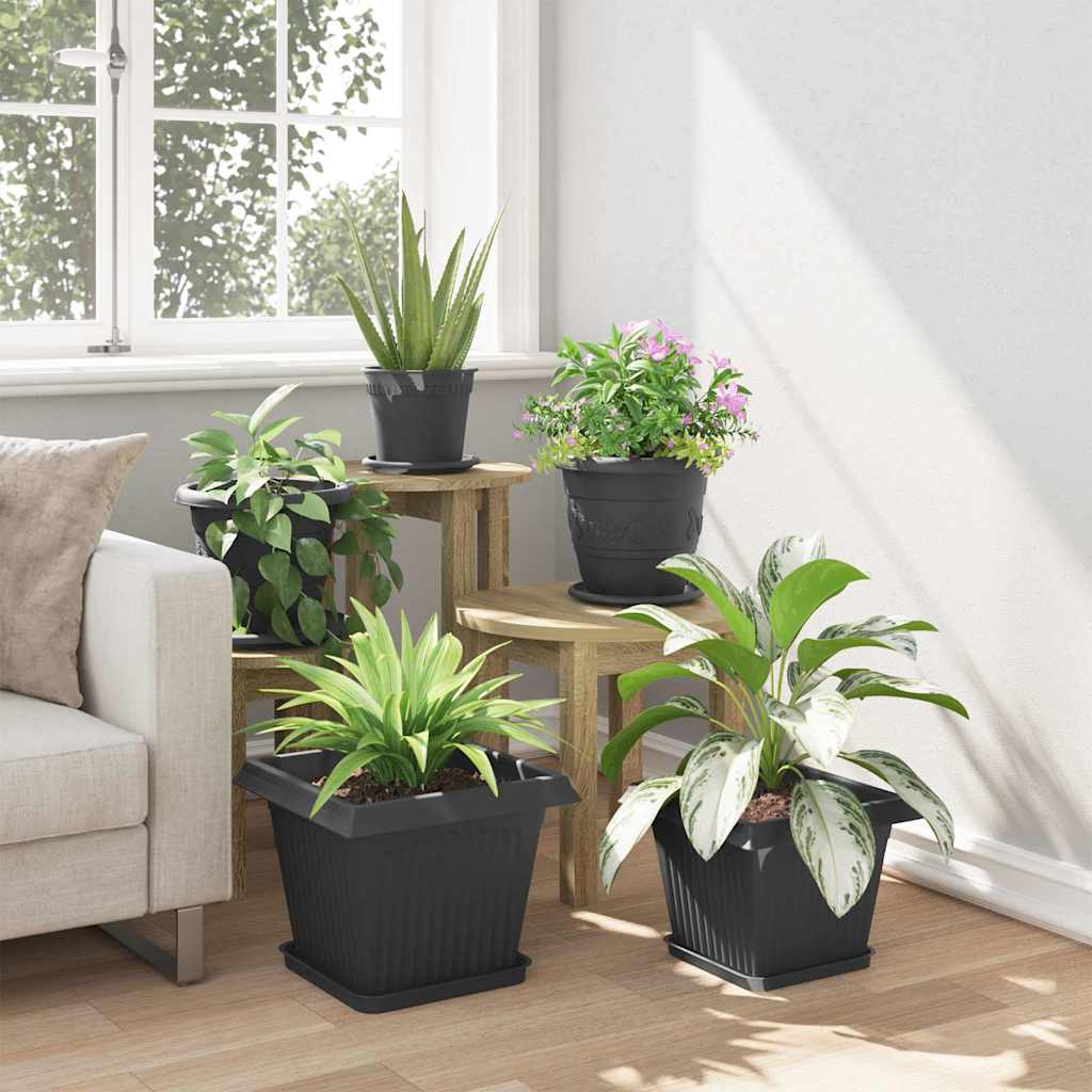 Plant Pots 24 pcs Black 33 x 33 x 26 cm Plastic