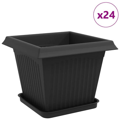 Plant Pots 24 pcs Black 33 x 33 x 26 cm Plastic