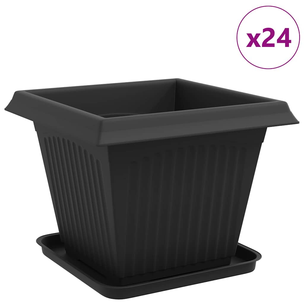 Plant Pots 24 pcs Black 38 x 38 x 30 cm Plastic