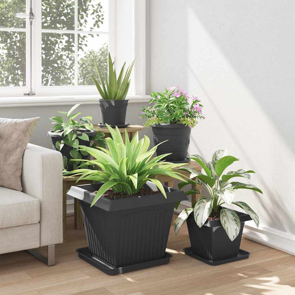 Plant Pots 24 pcs Black 43 x 43 x 33.5 cm Plastic