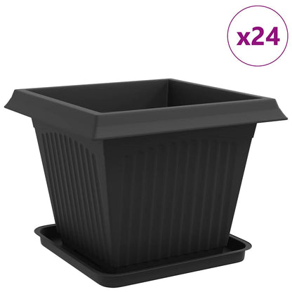 Plant Pots 24 pcs Black 43 x 43 x 33.5 cm Plastic