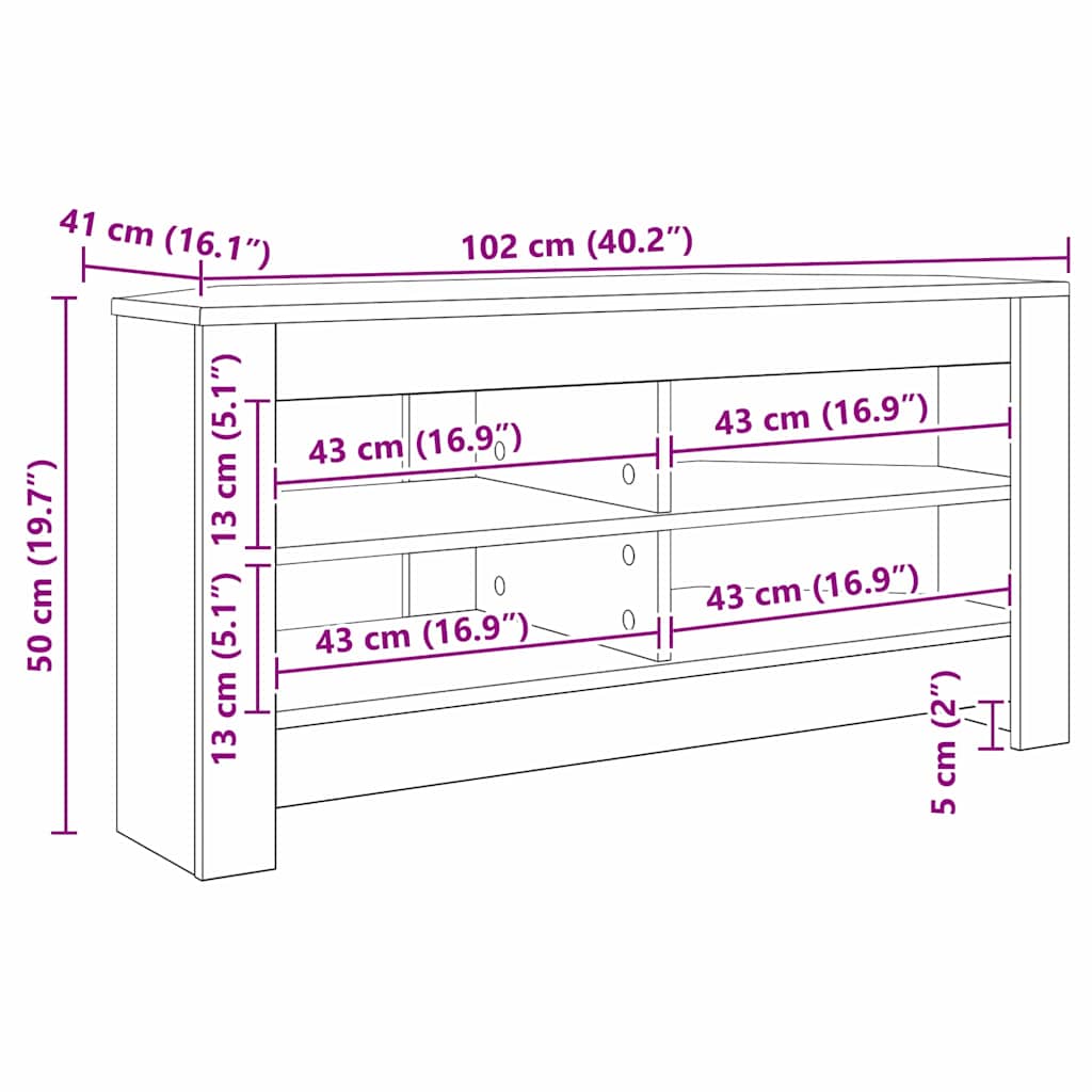 Corner TV Cabinet 102 x 41 x 50 cm Grey Sonoma Engineered Wood