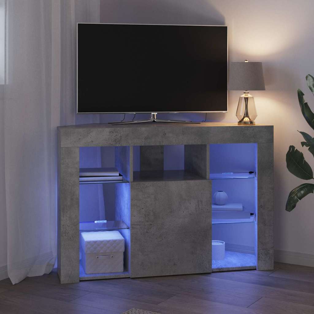 Corner LED TV Cabinet 100x40x68cm Concrete Grey Engineered Wood