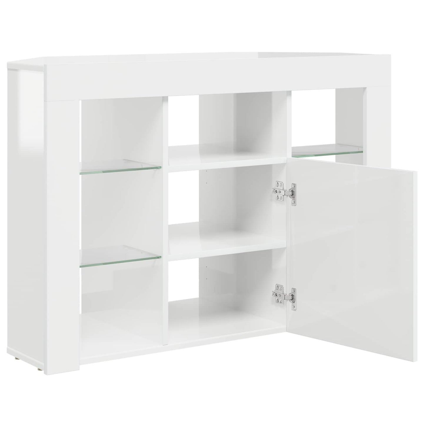 Corner LED TV Cabinet Wall-mounted High gloss White 100x40x68cm