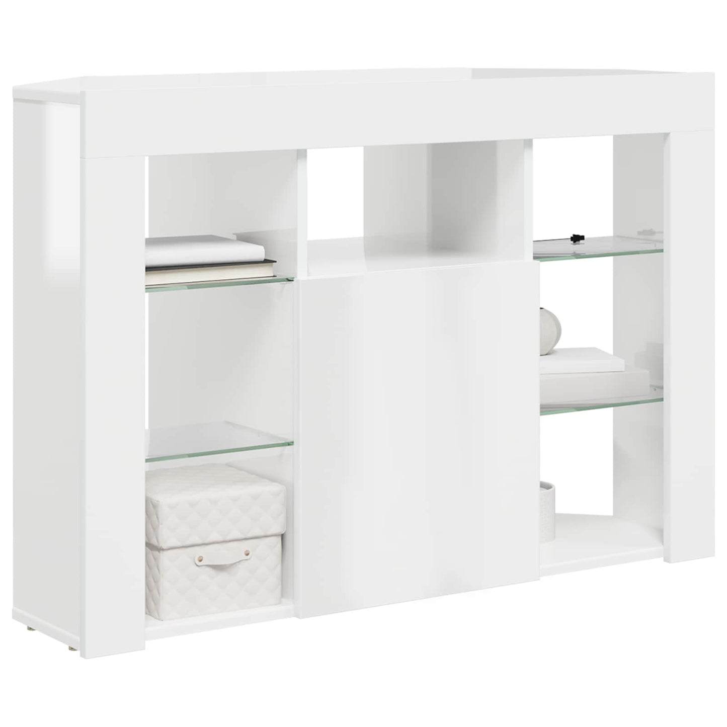Corner LED TV Cabinet Wall-mounted High gloss White 100x40x68cm