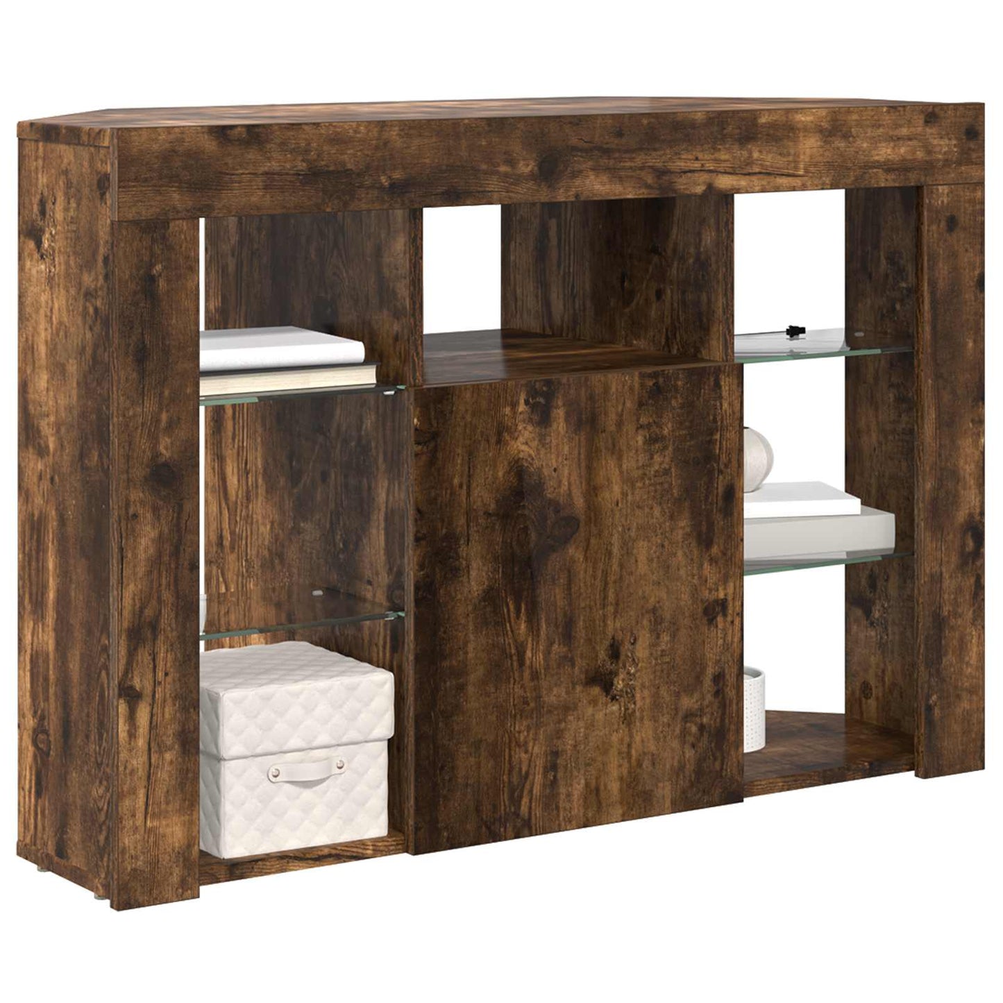 Corner LED TV Cabinet 100x40x68cm Smoked Oak Engineered Wood