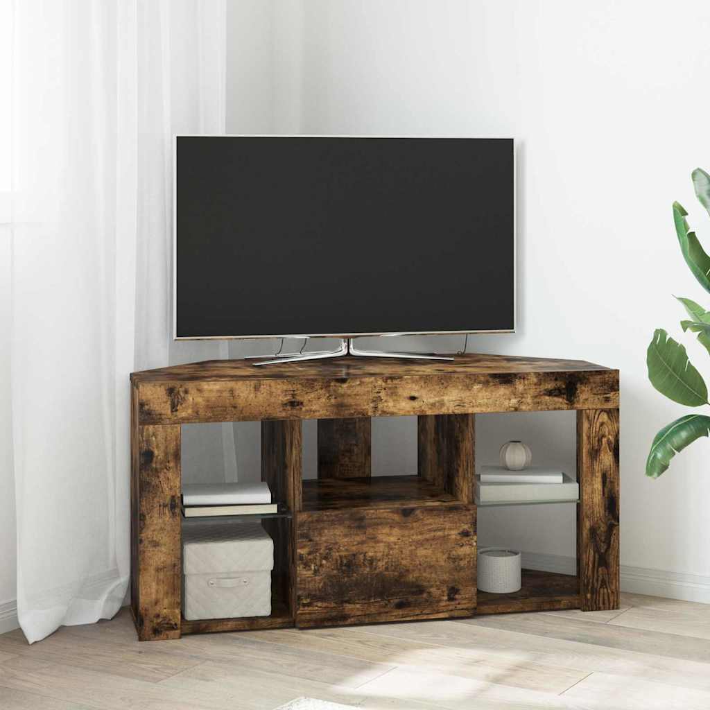 Corner LED TV Cabinet 100 x 40 x 50 cm Smoked Oak