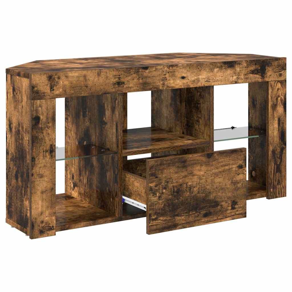 Corner LED TV Cabinet 100 x 40 x 50 cm Smoked Oak