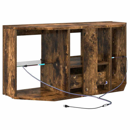 Corner LED TV Cabinet 100 x 40 x 50 cm Smoked Oak