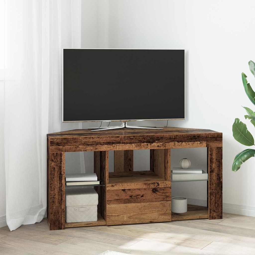 Corner LED TV Cabinet 100 x 40 x 50 cm Old Wood Engineered Wood
