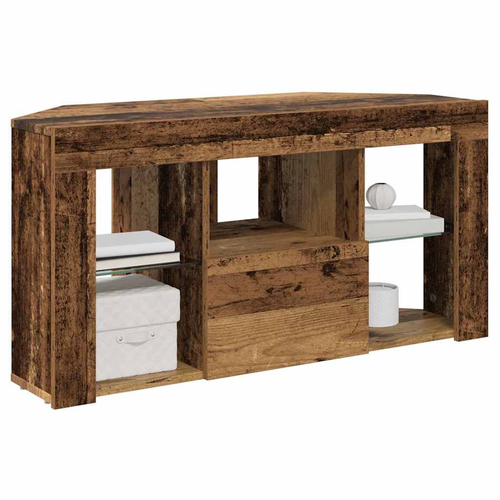 Corner LED TV Cabinet 100 x 40 x 50 cm Old Wood Engineered Wood
