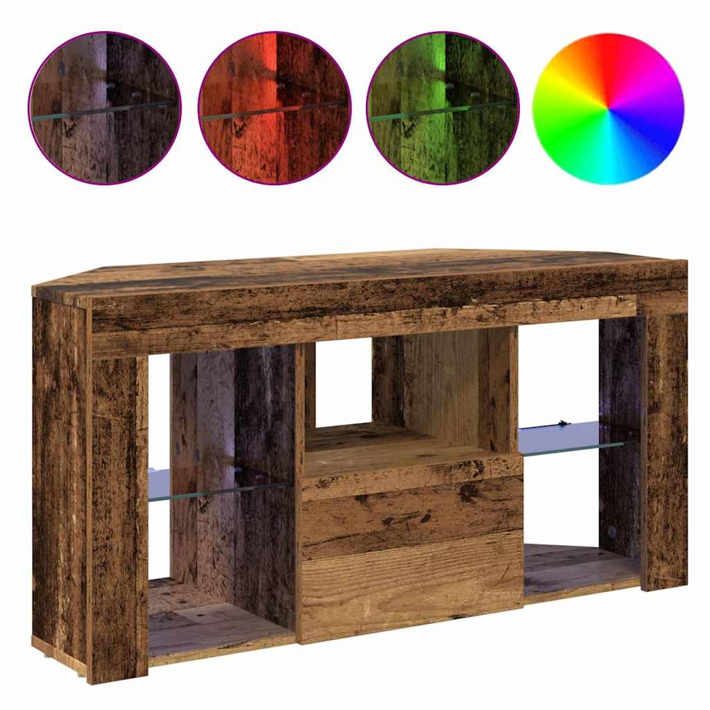 Corner LED TV Cabinet 100 x 40 x 50 cm Old Wood Engineered Wood