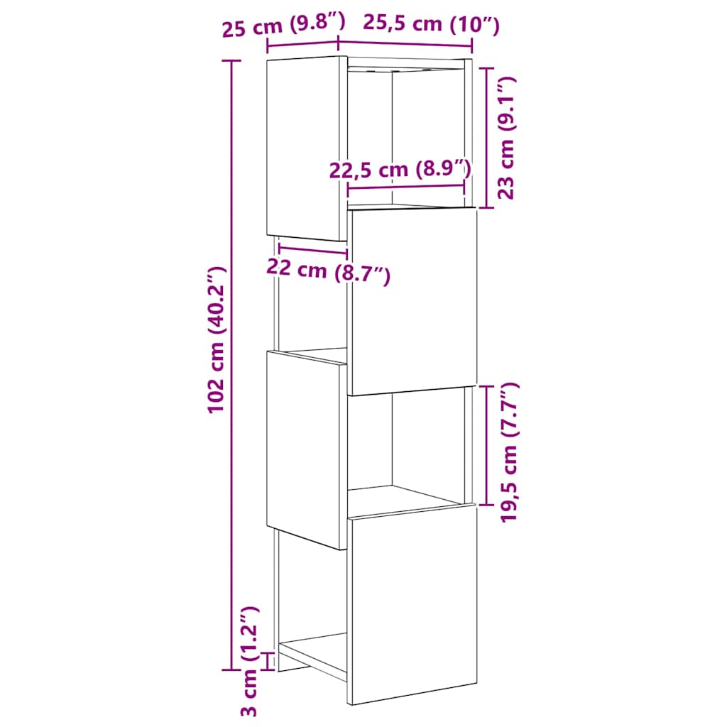 Corner Cabinet Sonoma Oak 25.5x25x102cm Engineered Wood