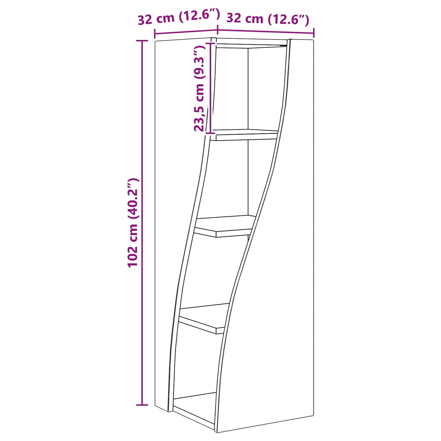 Corner Cabinet High Gloss White 32x32x102cm Engineered Wood