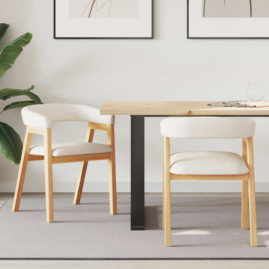 Dining Chairs 2 pcs Solid Rubber Wood Natural 54 x 57 x 73 cm