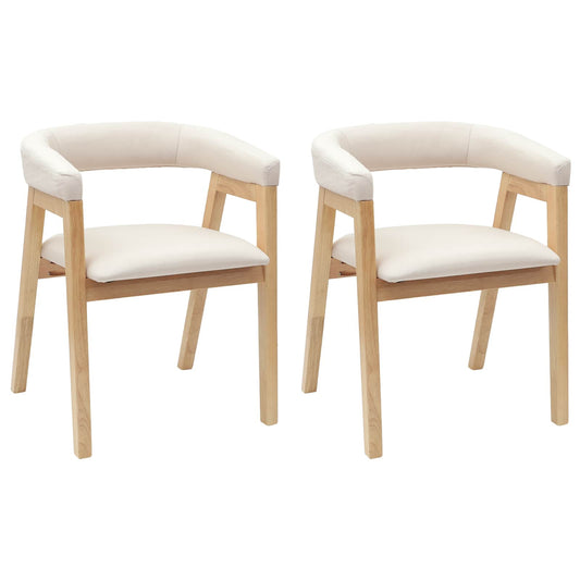 Dining Chairs 2 pcs Solid Rubber Wood Natural 54 x 57 x 73 cm