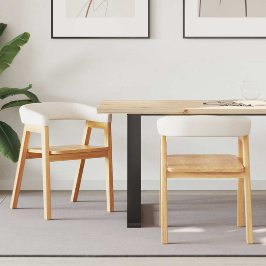 Dining Chairs 2 pcs Solid Rubber Wood Natural 54 x 57 x 73 cm