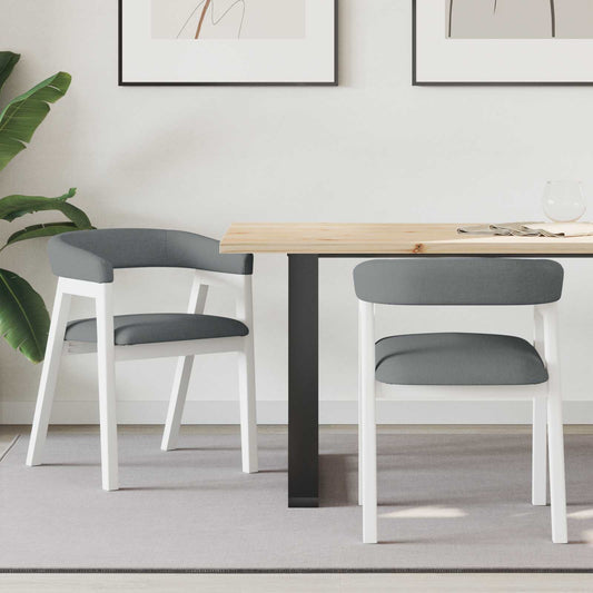 Dining Chairs 2 pcs Solid Rubber Wood White 54 x 57 x 73 cm