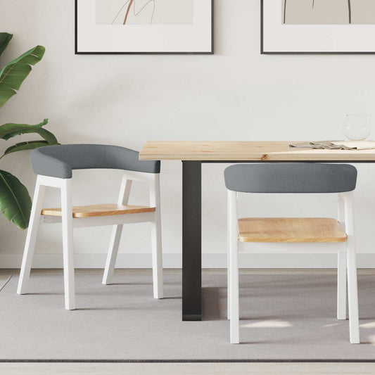 Dining Chairs 2 pcs Solid Rubber Wood White 54 x 57 x 73 cm