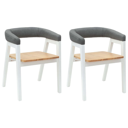 Dining Chairs 2 pcs Solid Rubber Wood White 54 x 57 x 73 cm