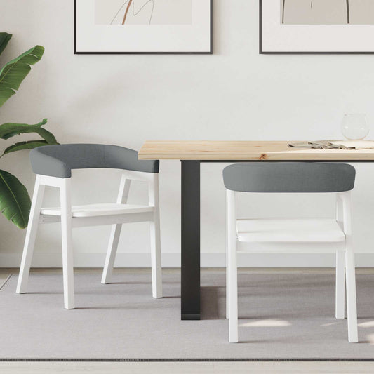 Dining Chairs 2 pcs Solid Rubber Wood White 54 x 57 x 73 cm