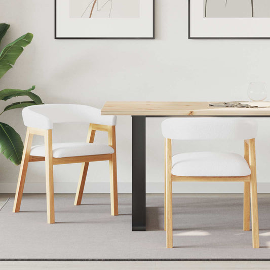 Dining Chairs 2 pcs Solid Rubber Wood Natural 54 x 57 x 73 cm