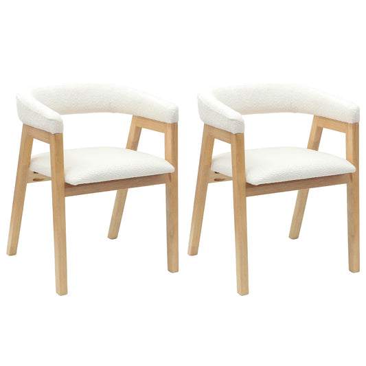 Dining Chairs 2 pcs Solid Rubber Wood Natural 54 x 57 x 73 cm
