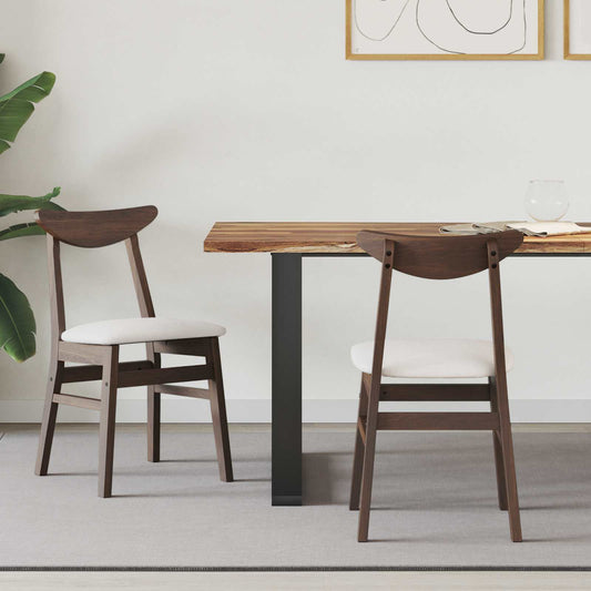 Dining Chairs 2 pcs Solid Rubber Wood Light Brown