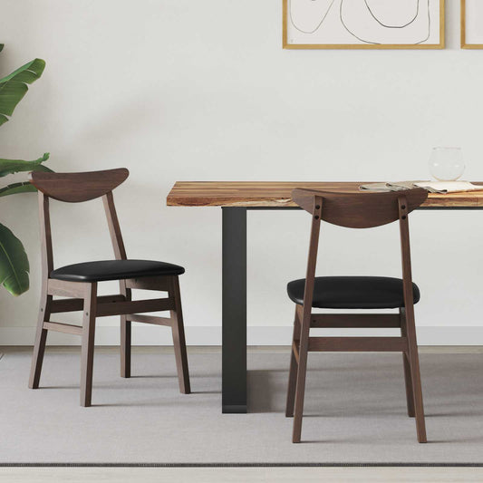 Dining Chairs 2 pcs Solid Rubber Wood Light Brown