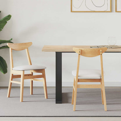 Dining Chairs 2 pcs Natural 42 x 47.5 x 81 cm Solid Rubber Wood