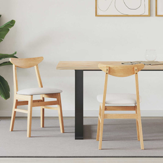 Dining Chairs 2 pcs Solid Rubber Wood Natural 42 x 47.5 x 81 cm