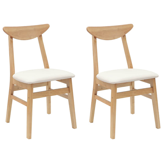 Dining Chairs 2 pcs Solid Rubber Wood Natural 42 x 47.5 x 81 cm