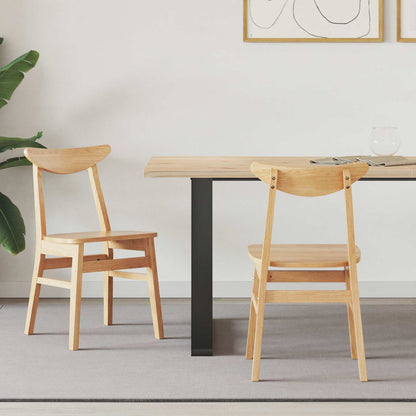 Dining Chairs 2 pcs Natural 42 x 47.5 x 81 cm Solid Rubber Wood
