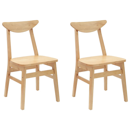 Dining Chairs 2 pcs Solid Rubber Wood Natural 42 x 47.5 x 81 cm