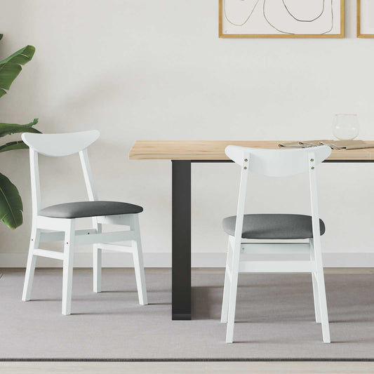 Dining Chairs 2 pcs Solid Rubber Wood White 42 x 47.5 x 81 cm