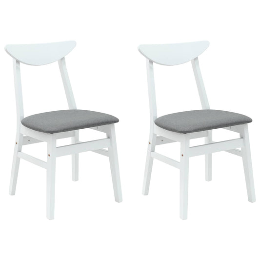 Dining Chairs 2 pcs Solid Rubber Wood White 42 x 47.5 x 81 cm