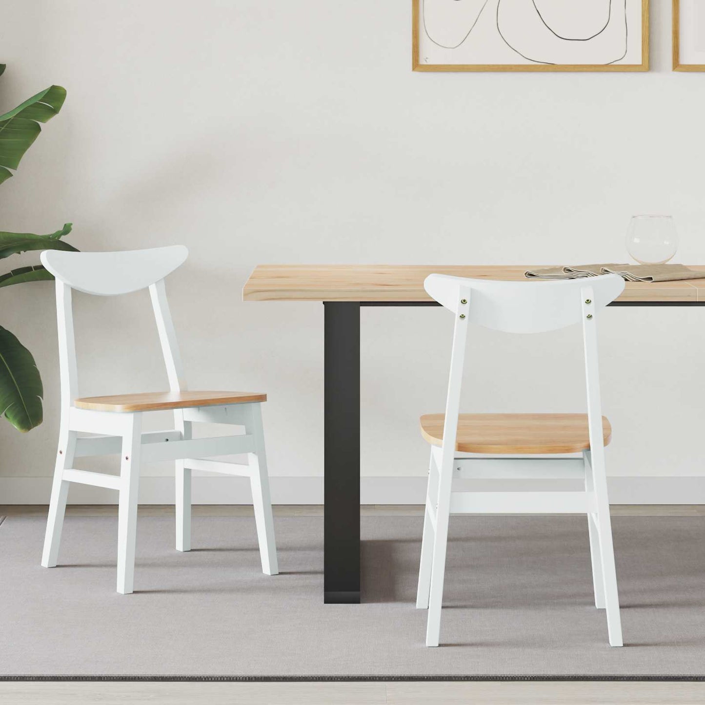 Dining Chairs 2 pcs White 42 x 47.5 x 81 cm Solid Rubber Wood