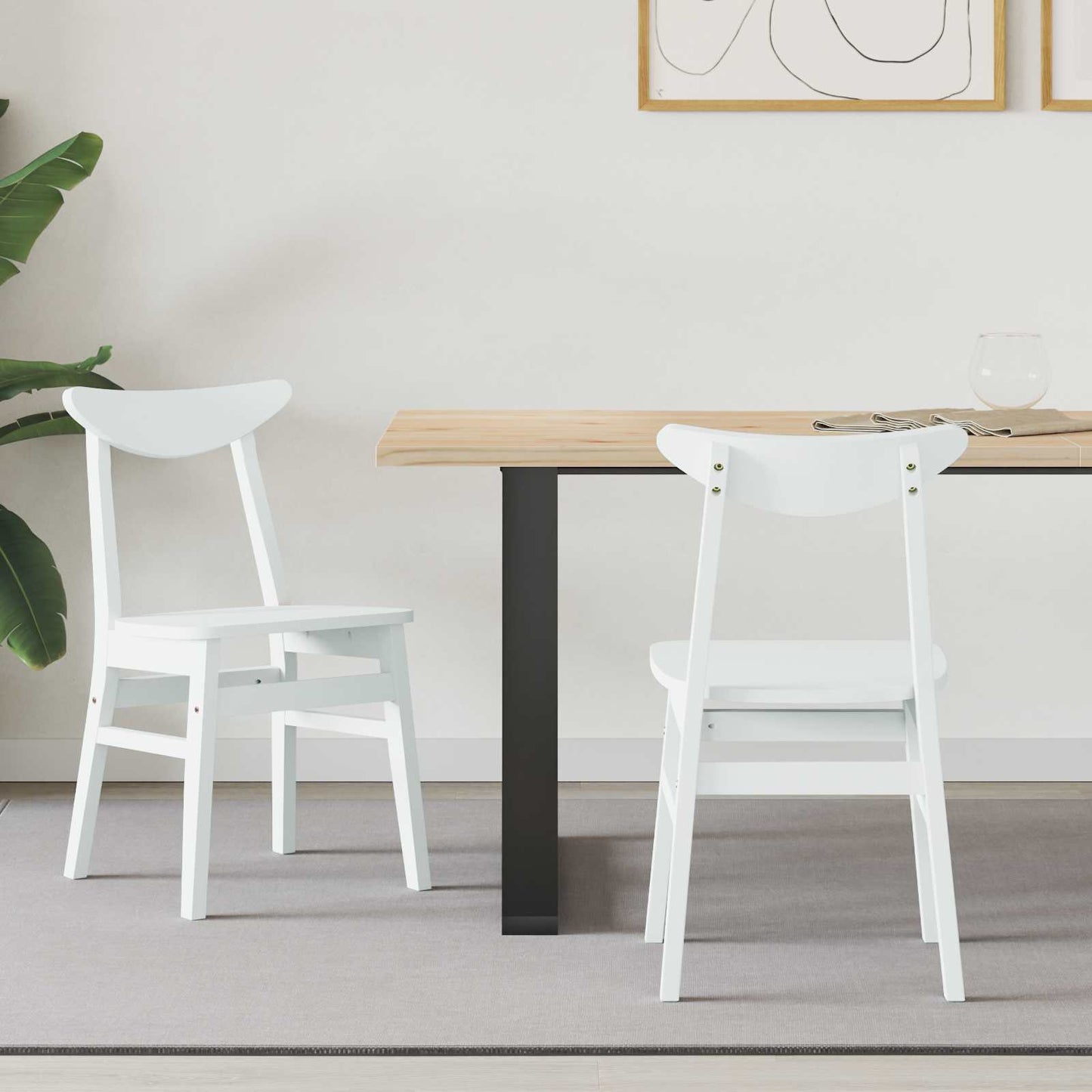 Dining Chairs 2 pcs White 42 x 47.5 x 81 cm Solid Rubber Wood