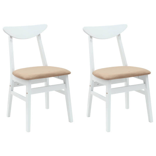 Dining Chairs 2 pcs Solid Rubber Wood White 42 x 47.5 x 81 cm