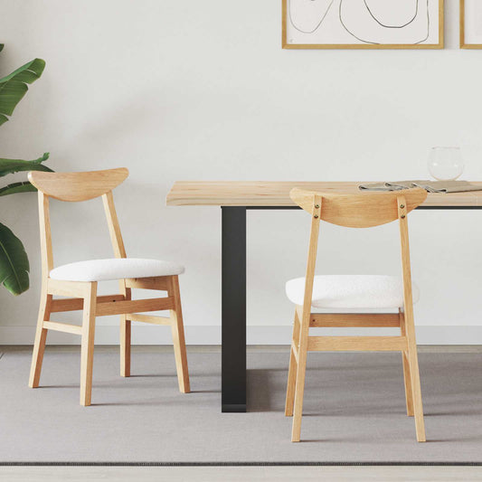 Dining Chairs 2 pcs Solid Rubber Wood Natural 42 x 47.5 x 81 cm